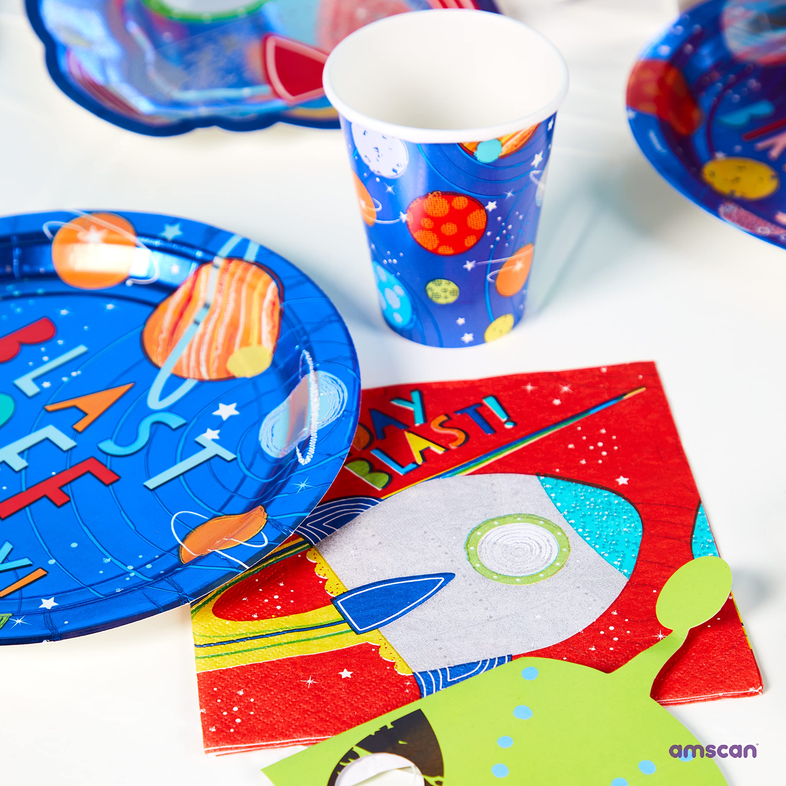 Amscan Blast Off Birthday Cups - 9 Oz. (Pack Of 8) - Space Themed Celebration Drinkware - Perfect For Kids' Parties
